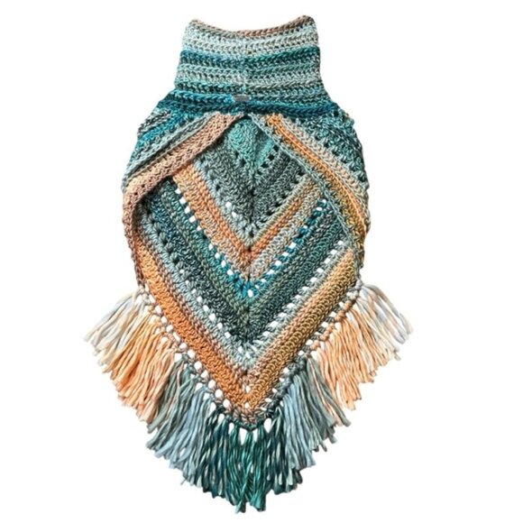 Handcrafted Crochet Cowl Neck Scarf With Fringe New Handmade by Seller Knit - Picture 11 of 16